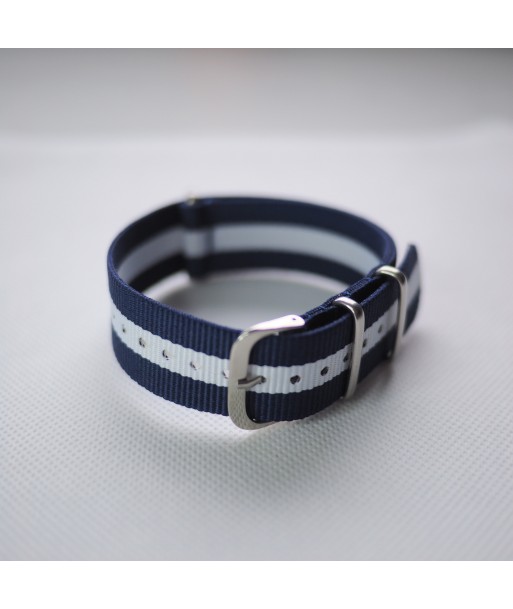 Bracelet NATO Bleu / Blanc - Largeur : 22mm