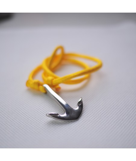 Bracelet jaune - Ancre Argentée - Réglable