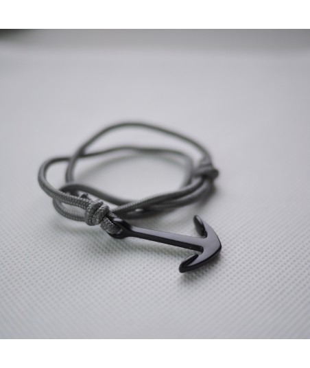 Bracelet GRIS - Ancre NOIR - Réglable