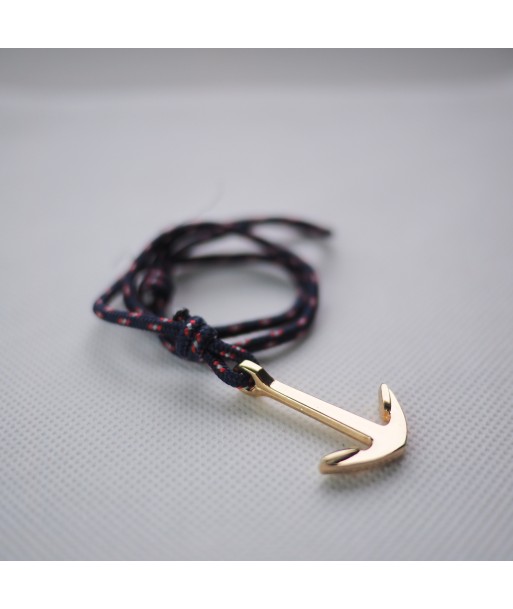 Bracelet Bleu moucheté rouge et blanc - Ancre Or