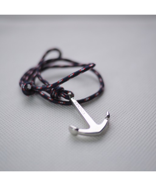 Bracelet Bleu moucheté rouge et blanc - Ancre Vikings Argent