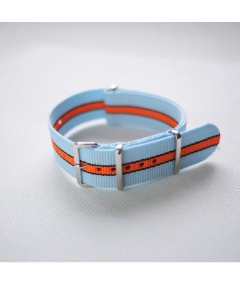 Bracelet NATO Bleu / Orange - Largeur : 22mm