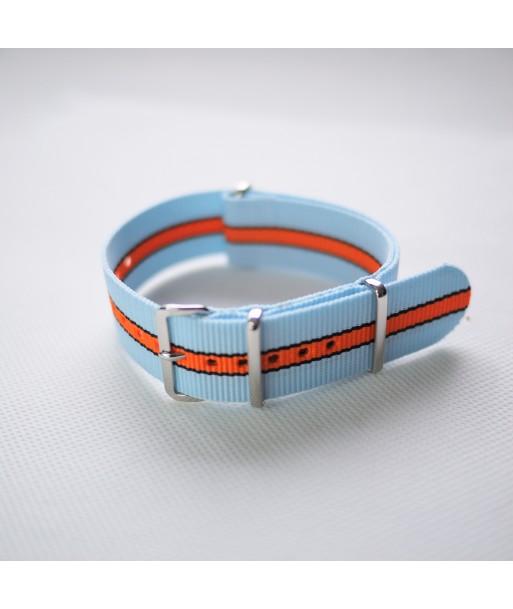 Bracelet NATO Bleu / Orange - Largeur : 22mm