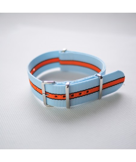Bracelet NATO Bleu / Orange - Largeur : 22mm