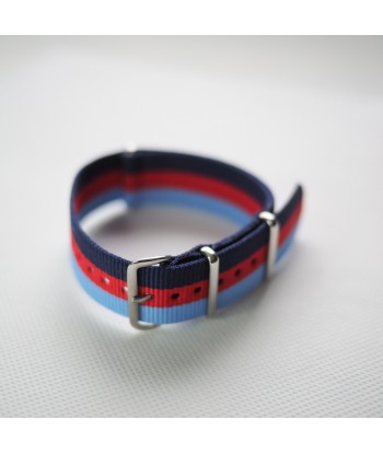 Bracelet NATO Bleu / Rouge / Bleu - Largeur : 22mm
