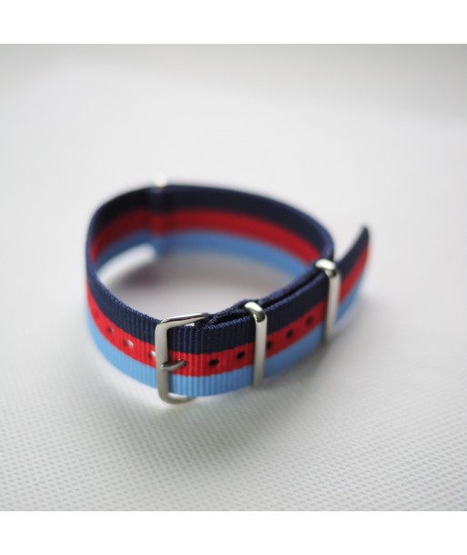 Bracelet NATO Bleu / Rouge / Bleu - Largeur : 22mm