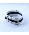 Bracelet NATO Blanc / noir- Largeur : 22mm