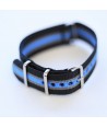 Bracelet NATO Noir / Gris / bleu - Largeur : 22mm