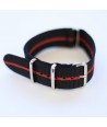 Bracelet NATO Noir / Rouge / Noir - Largeur : 22mm