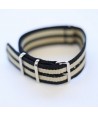 Bracelet NATO Noir / Beige - Largeur : 22mm