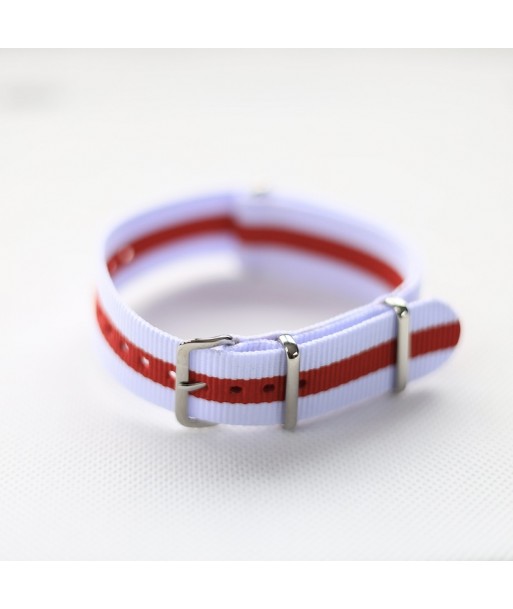 Bracelet NATO Blanc / Rouge - Largeur : 20mm