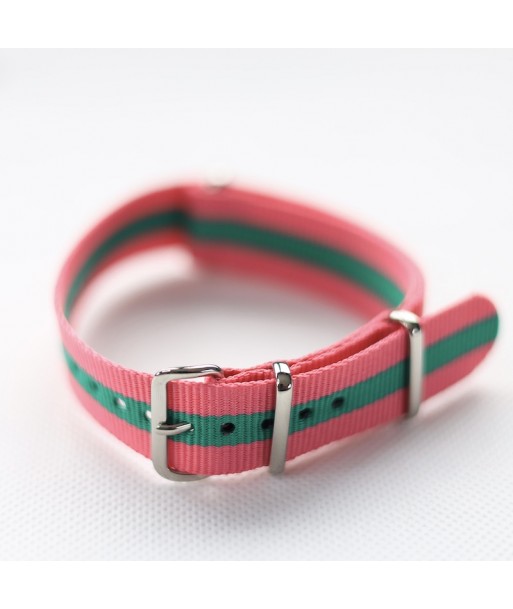 Bracelet NATO Rose / Vert - Largeur : 18mm