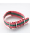 Bracelet NATO Rose / Vert - Largeur : 18mm