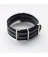 Bracelet NATO ''James BOND'' Noir / Gris - Largeur : 20mm