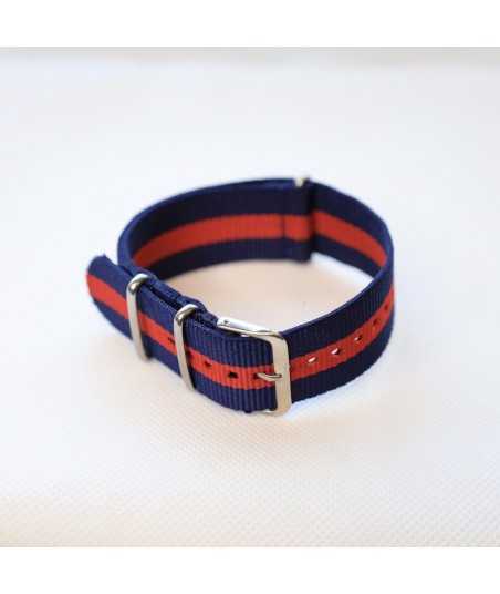 Bracelet NATO Bleu / Rouge - Largeur : 24mm