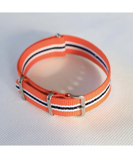 Bracelet NATO ORANGE / BLANC / NOIR - Largeur : 20 mm