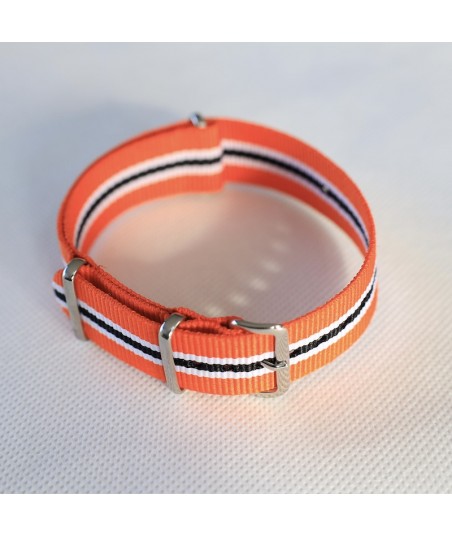 Bracelet NATO ORANGE / BLANC / NOIR - Largeur : 20 mm