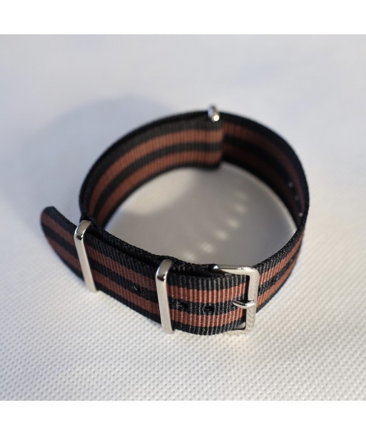 Bracelet NATO COFFEE - NOIR / MARRON - Largeur : 22 mm