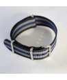 Bracelet NATO JAMES BOND - noir, gris et bleu marine - Largeur : 20 mm