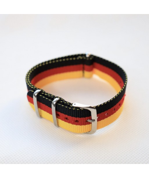 Bracelet NATO Allemagne - Noir / Rouge / Jaune - Largeur : 22 mm