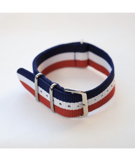 Bracelet NATO France - Bleu / Blanc / Rouge - Largeur : 20 mm