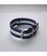 Bracelet NATO Bleu / Blanc - Largeur : 18 mm