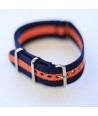 Bracelet NATO Bleu Marine / Orange - Largeur : 18mm