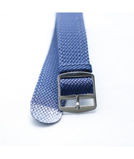 BRACELET PERLON BLEU MARINE - BOUCLE SILVER - 20MM