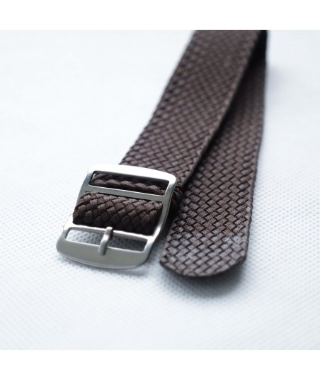 BRACELET PERLON MARRON - BOUCLE SILVER - 22MM