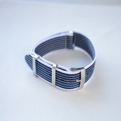 Bracelet NATO Bleu / Blanc - Largeur : 22mm