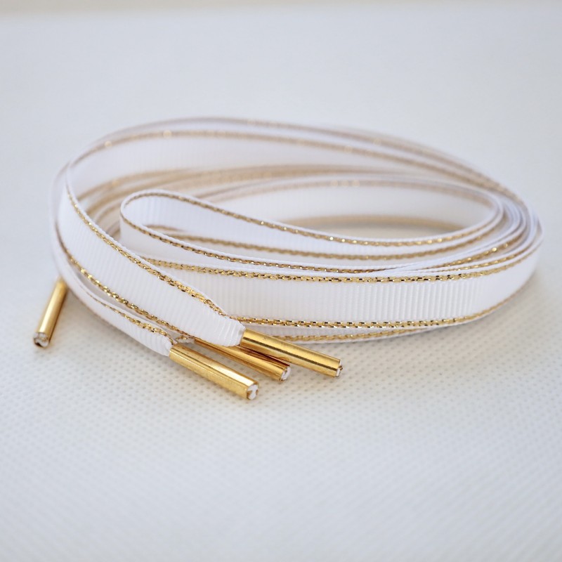 LACETS BLANCS LISERET DORÉ 100cm