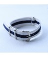 Bracelet NATO Blanc / Bleu - Largeur : 22mm