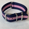 Bracelet NATO Bleu / Rose - Largeur : 22mm