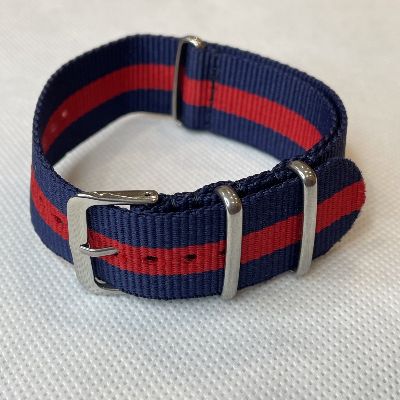 Bracelet NATO Bleu / Rouge - Largeur : 22mm