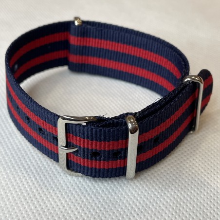 Bracelet NATO Bleu / Rouge / Bleu - Largeur : 22mm