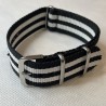 Bracelet NATO Noir / Blanc - Largeur : 22mm