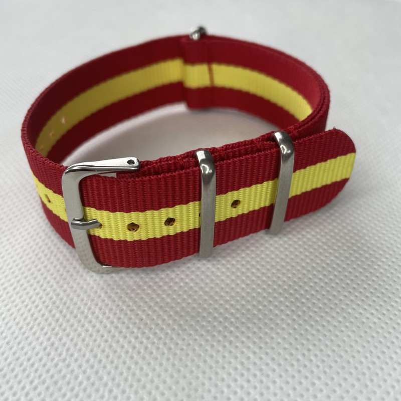 Bracelet NATO Rouge / Jaune - Largeur : 22 mm