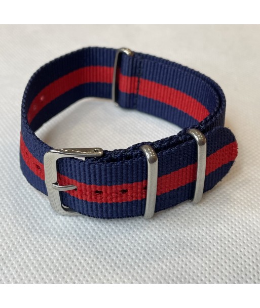 Bracelet NATO Bleu / Rouge - Largeur : 18mm