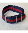 Bracelet NATO Bleu / Rouge - Largeur : 20mm