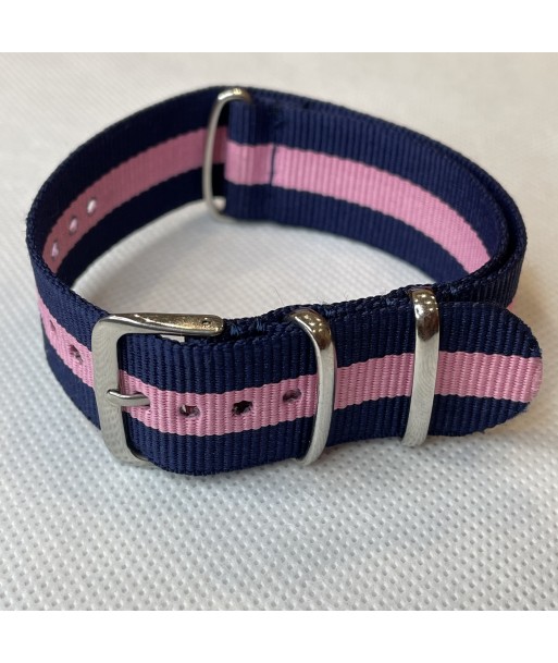 Bracelet NATO Bleu / Rose - Largeur : 18mm