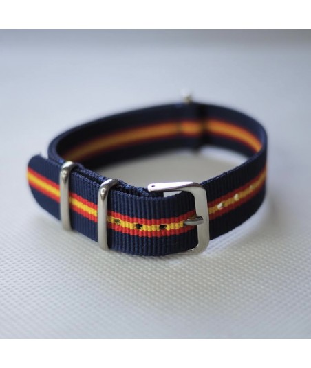 Bracelet NATO Bleu / Rouge / Jaune - Largeur : 18mm